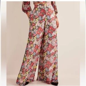 Boden Floral Wide Leg palazzo trousers Pants sz 10